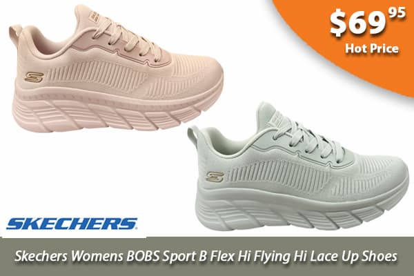 Skechers Womens BOBS Sport B Flex Hi Flying Hi Lace Up Shoes