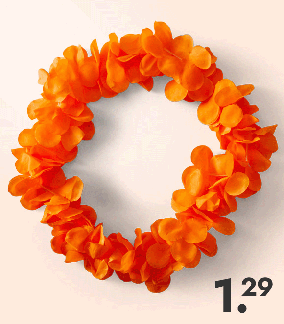 Oranje hawaiikrans voor 1.29