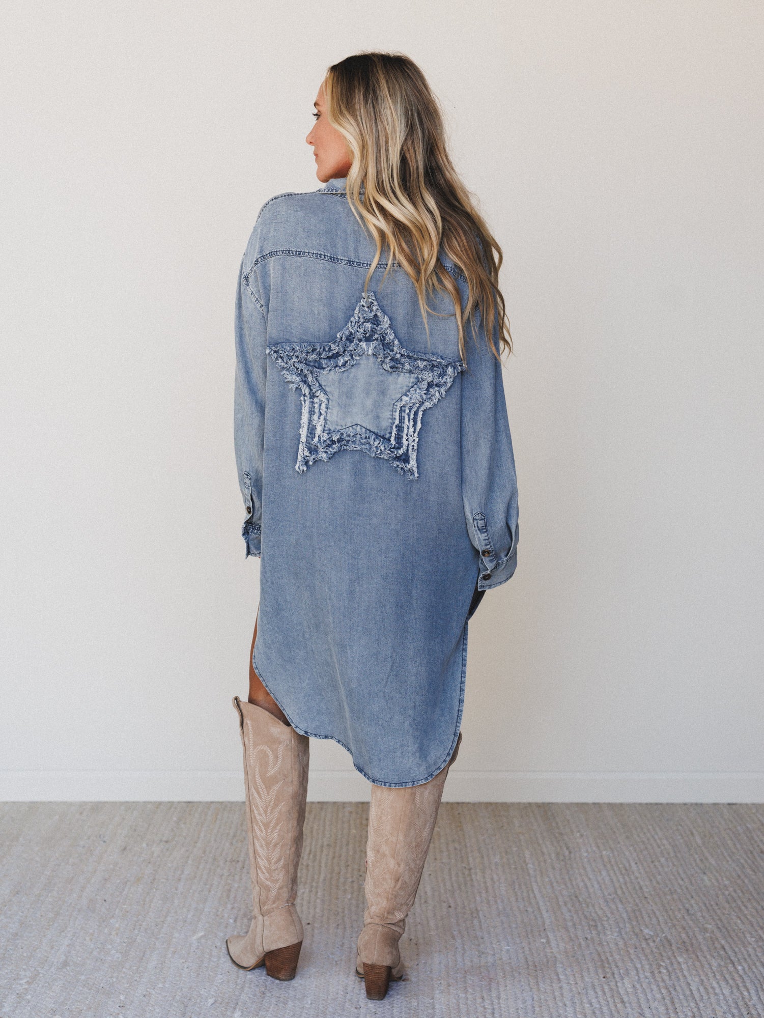 Image of Outrider Button Down Denim Dress - Denim