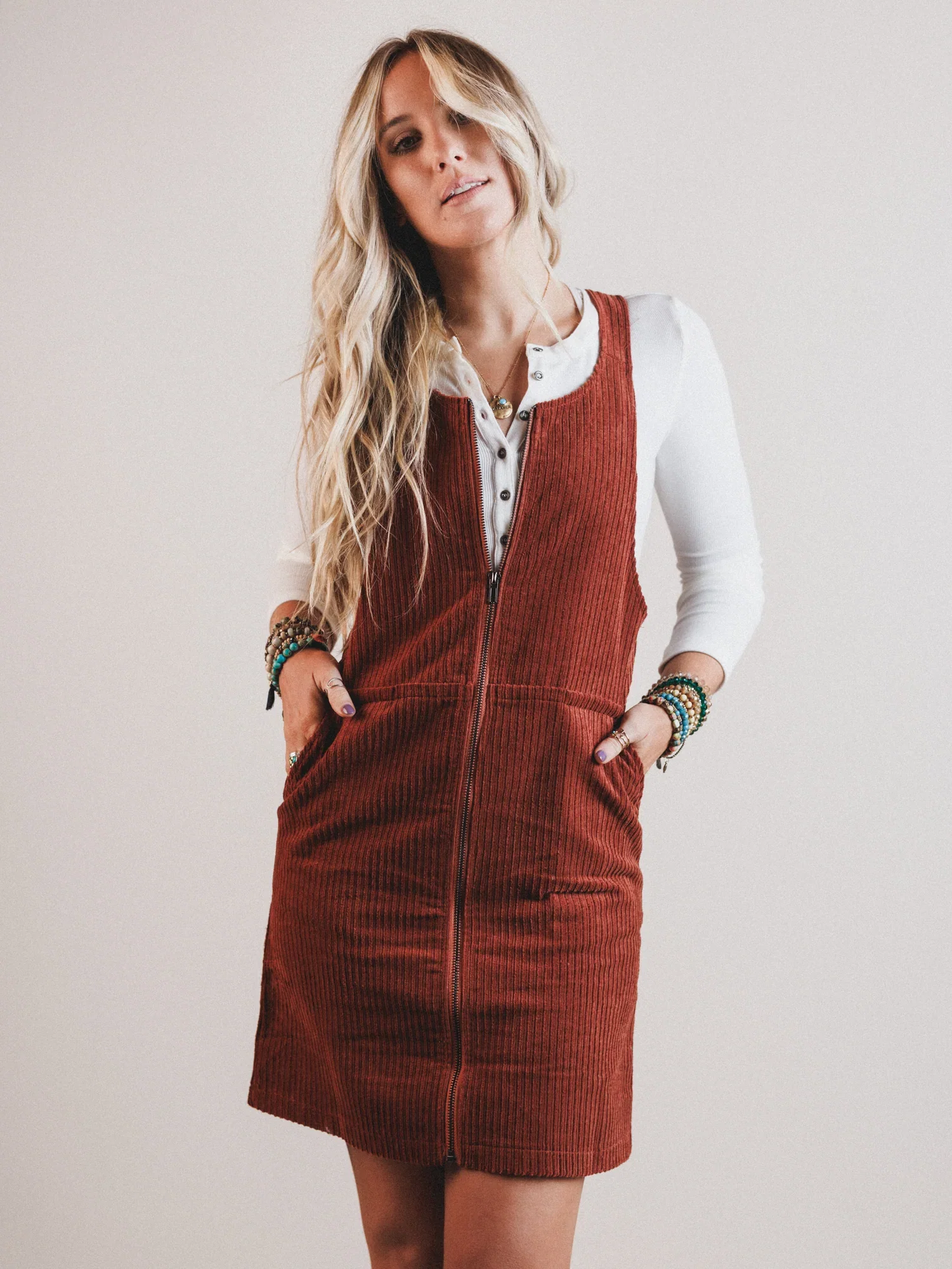 Image of Nicole Overall Dress - Camel