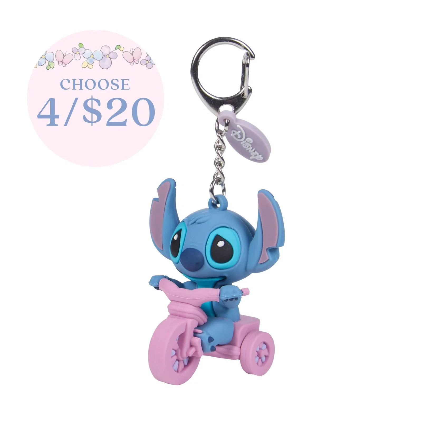 Image of Disney Stitch on Tricycle Backpack Clip