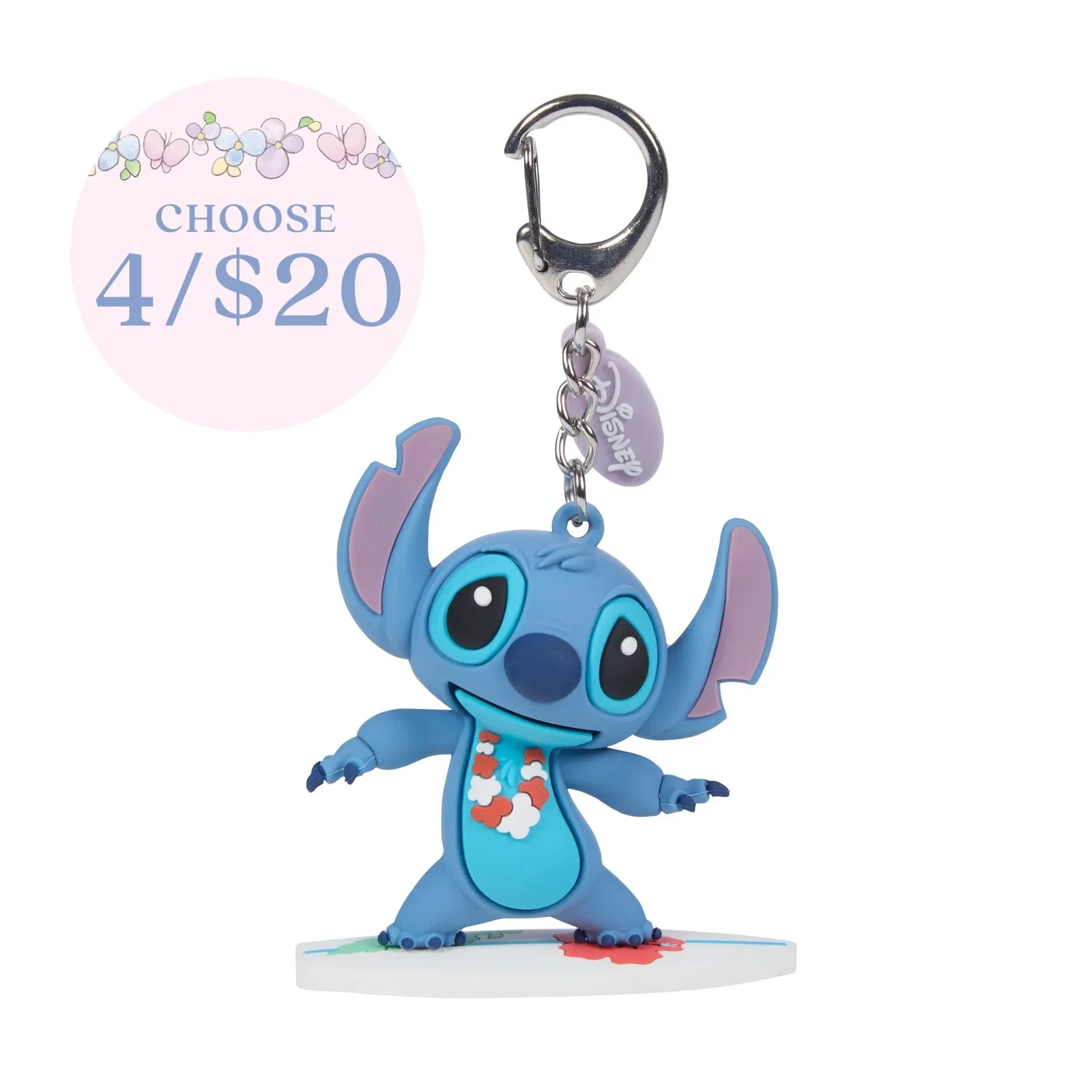 Image of Disney Stitch Surfing Backpack Clip