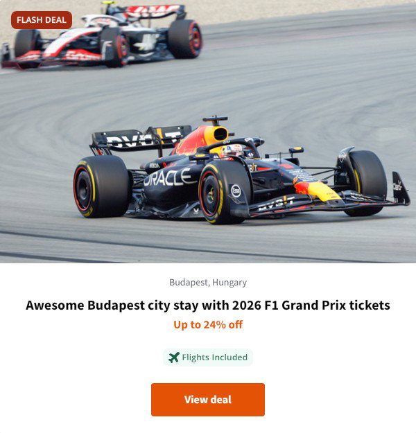 Awesome Budapest city stay with 2026 F1 Grand Prix tickets