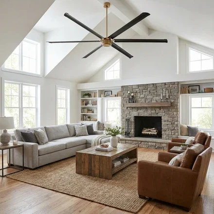 96 Inch Industrial DC Motor Ceiling Fan with 6 Blades for Garage, Barn & Large Spaces