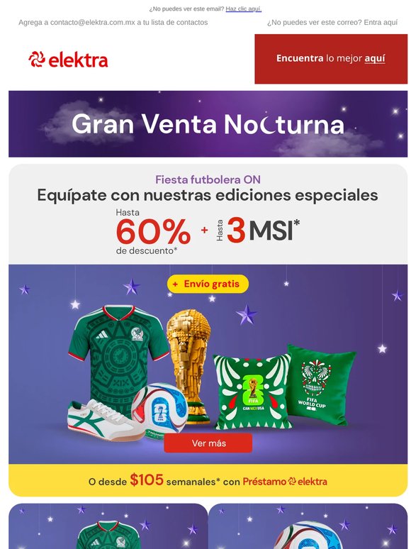 🌙 ¡Gran Venta Nocturna + Fiesta futbolera! Hasta -60% + hasta 3 MSI