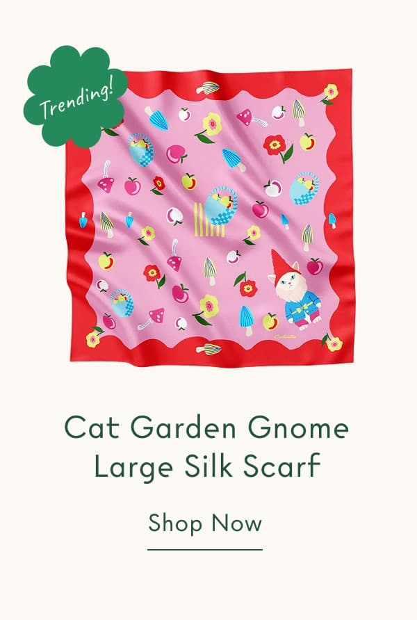 cat gnome silk scarf