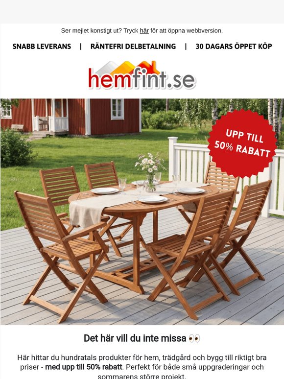 Upp till 50% rabatt. Vi hade också blivit nyfikna. 👀