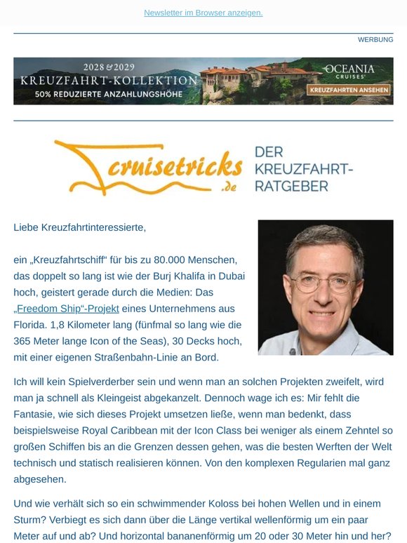 Ihr wöchentlicher Kreuzfahrt-Newsletter von Cruisetricks.de (KW24)