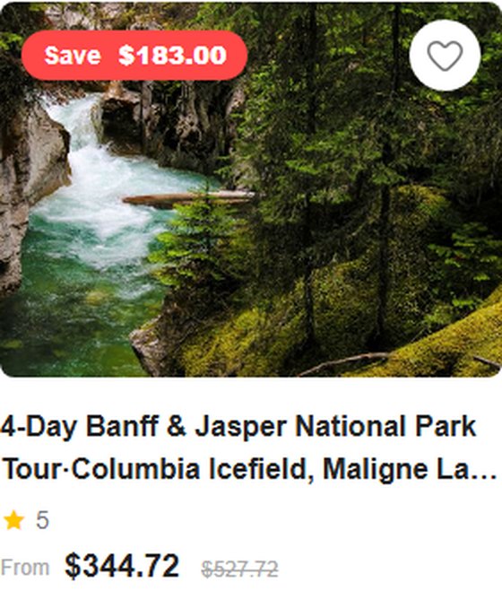 4-Day Banff & Jasper National Park Tour·Columbia Icefield, Maligne Lake & Banff Gondola | Canadian Rockies Adventure 5.0 Tour Code: 754869