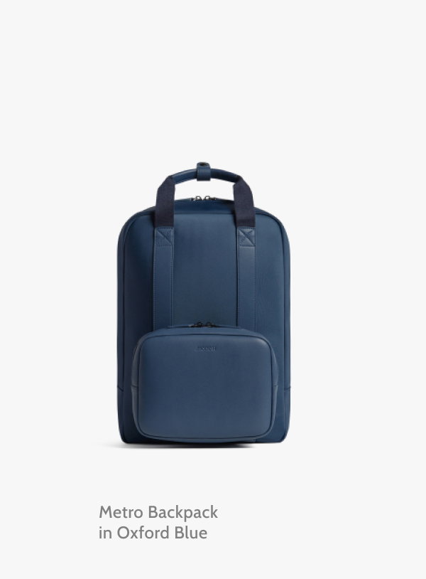 Metro Backpack in Oxford Blue.