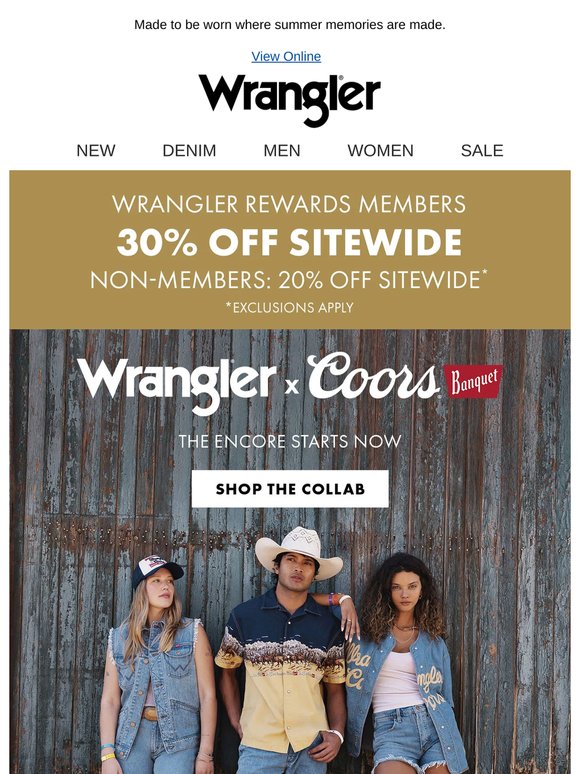 Wrangler x Coors: Summer uniform, sorted.
