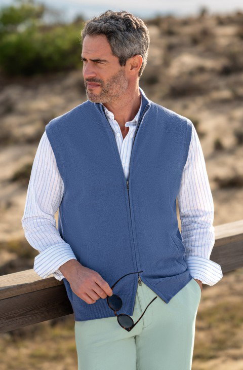 Men's House of Bruar Merino Zip Waistcoat
