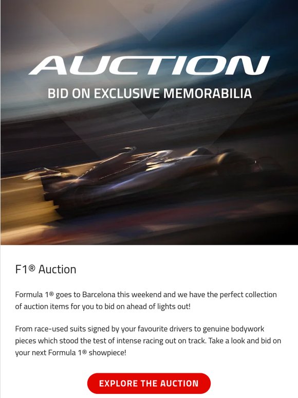 Rare F1® Memorabilia on Auction
