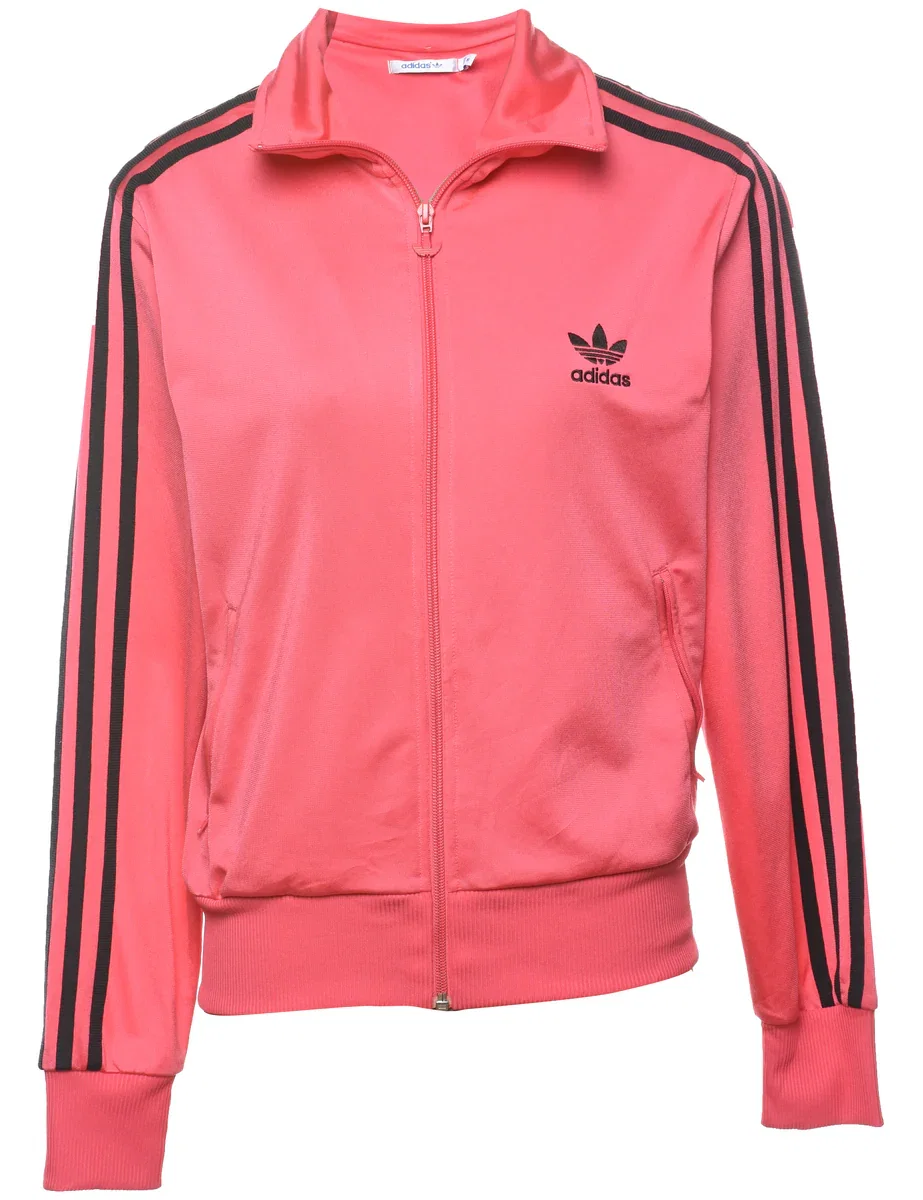 Image of Vintage Adidas Pink & Black Three-Stripe Track Top - M