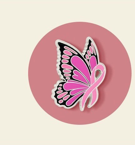 Pink Ribbon Butterfly Pin