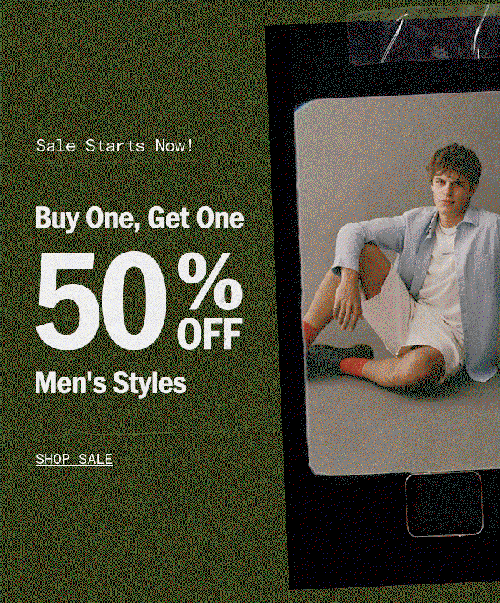 Buy One, Get One 50% Off Men's Styles