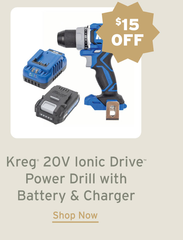 Kreg Ionic Drive Power Drill - 20V with 2AH Battery and Charger Kit