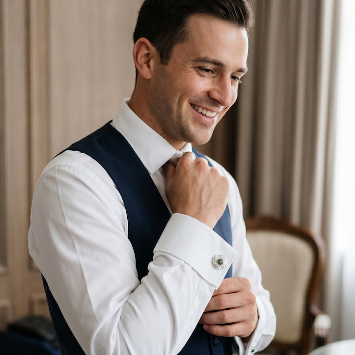 Man in dress shirt with cufflinks