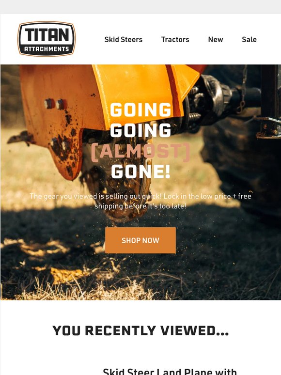 Your Skid Steer Land Plane with Hydraulic Shanks is selling out fast!