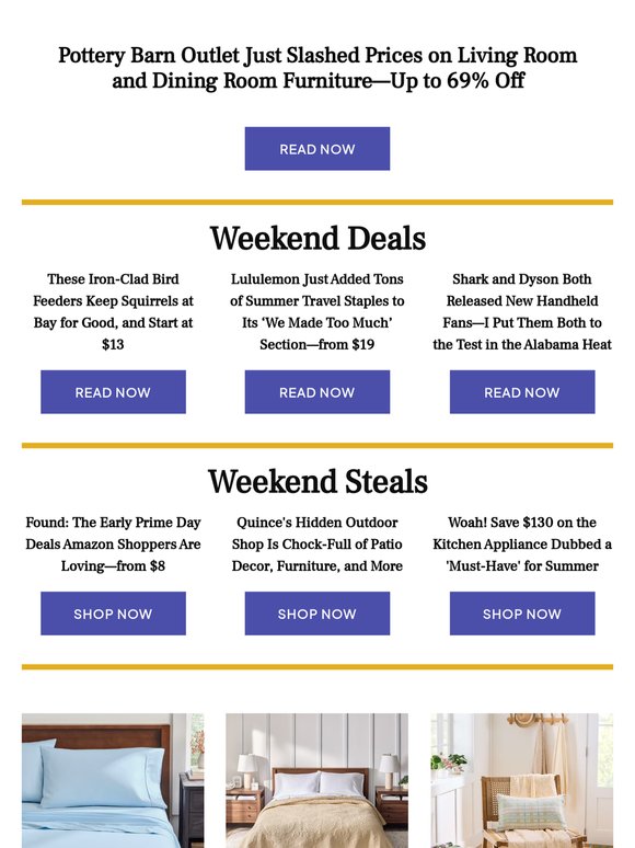 Pottery Barn Outlet Is Purging Its Furniture Stock—Save Up to 69%