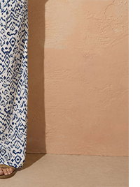 Blue & White Ikat Belted Jumpsuit