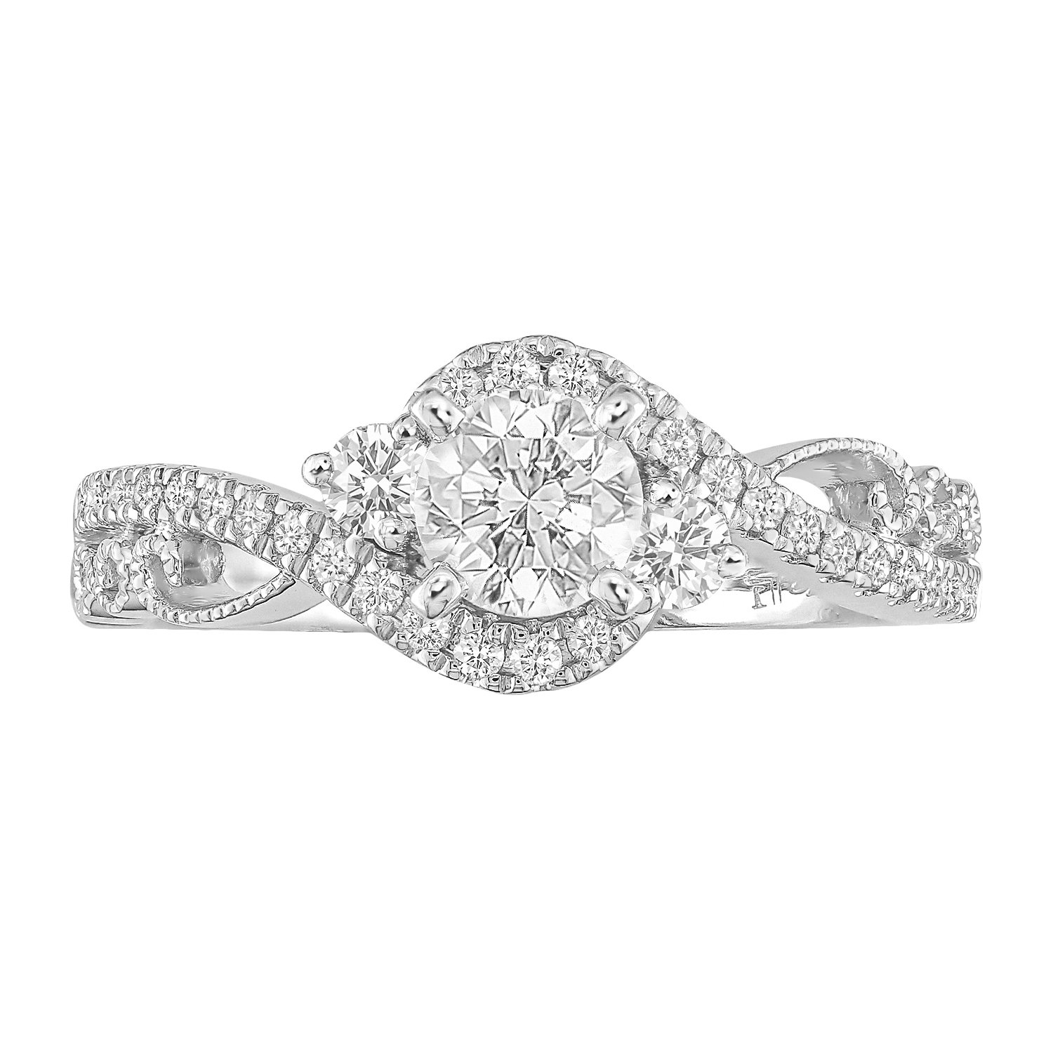 Image of Kinsley. Three-Stone 3/4ctw. Diamond Twist Engagement Ring in 14k White Gold