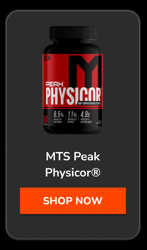 MTS Peak Physicor supplement bottle with nutritional information.