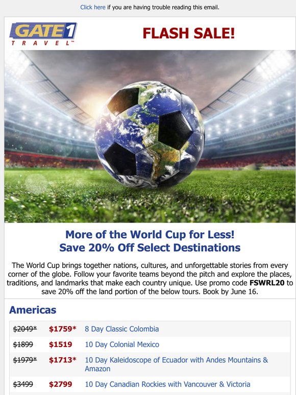 Pick Your Team. Discover Their World! | Celebrate the World Cup with 20% Off