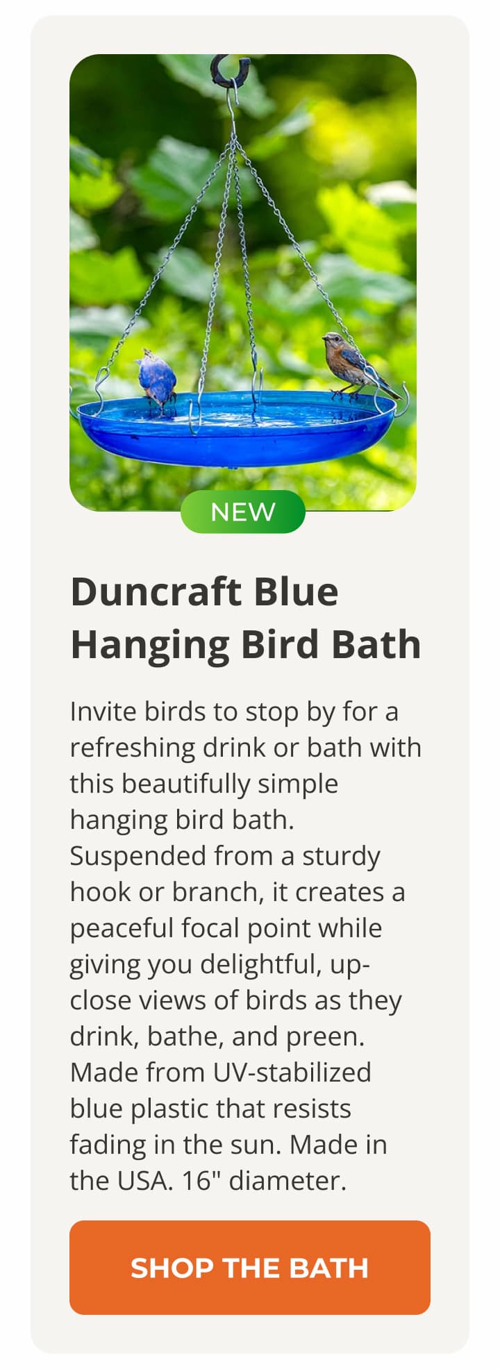 Duncraft Blue Hanging Bird Bath