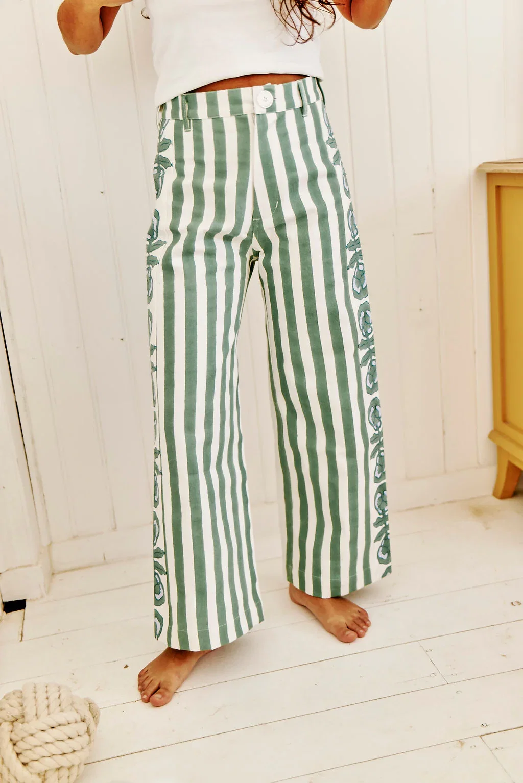 Image of Muse Pant in Pansy Border & Thick Stripe