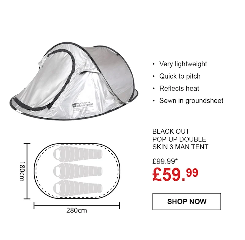 Black Out Pop-Up Double Skin 3 Man Tent