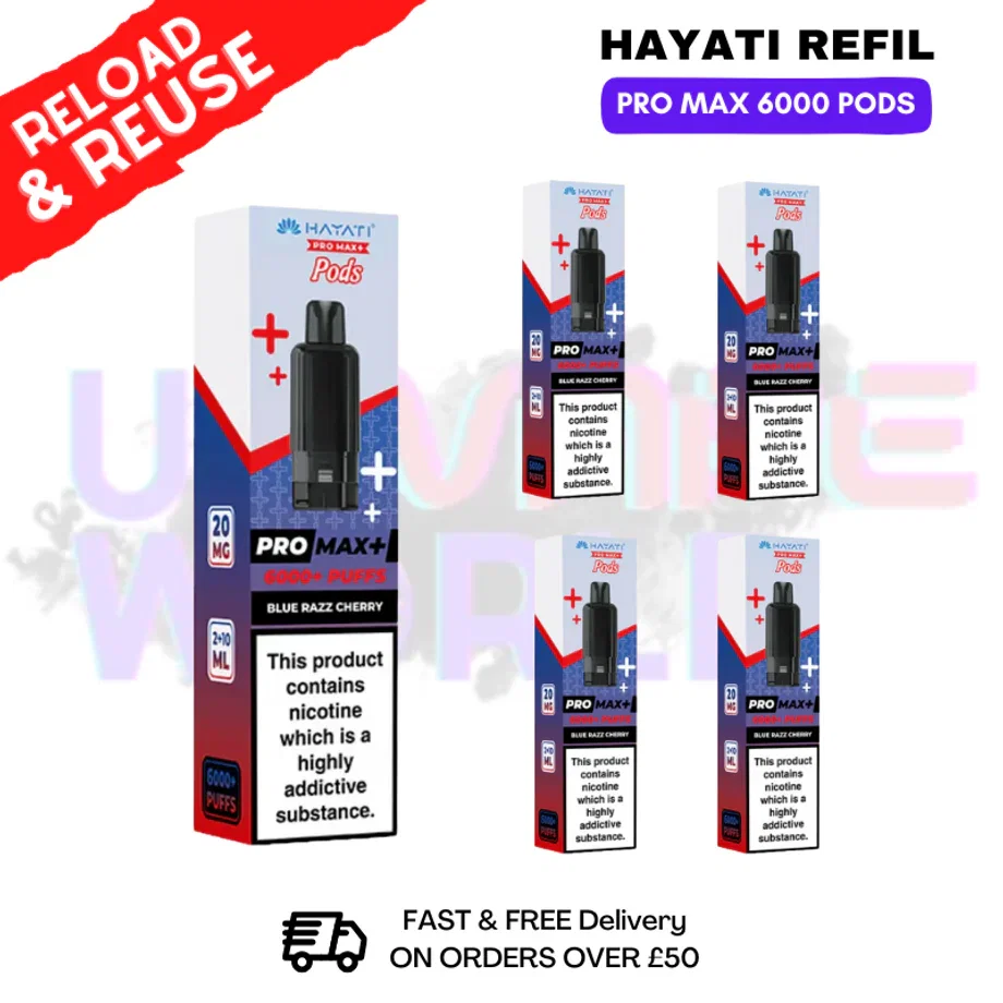 Blue Razz Cherry Hayati ProMax 6K Replacement Pods Box Of 5