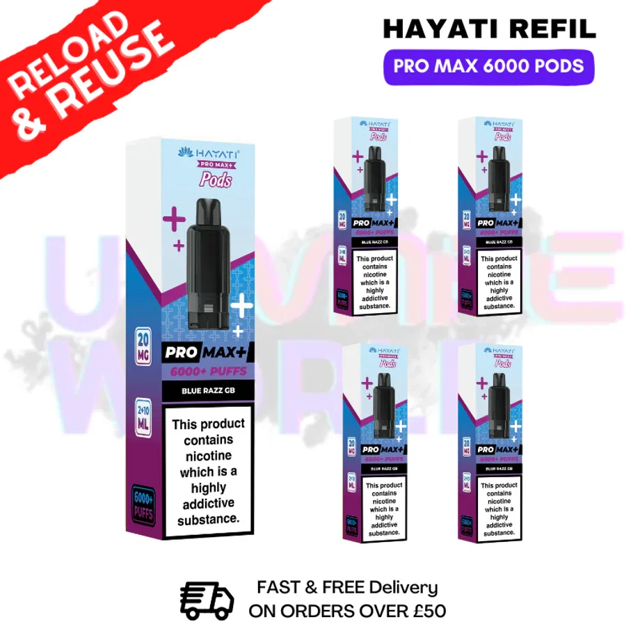 Blue Razz GB Hayati ProMax 6K Replacement Pods Box Of 5
