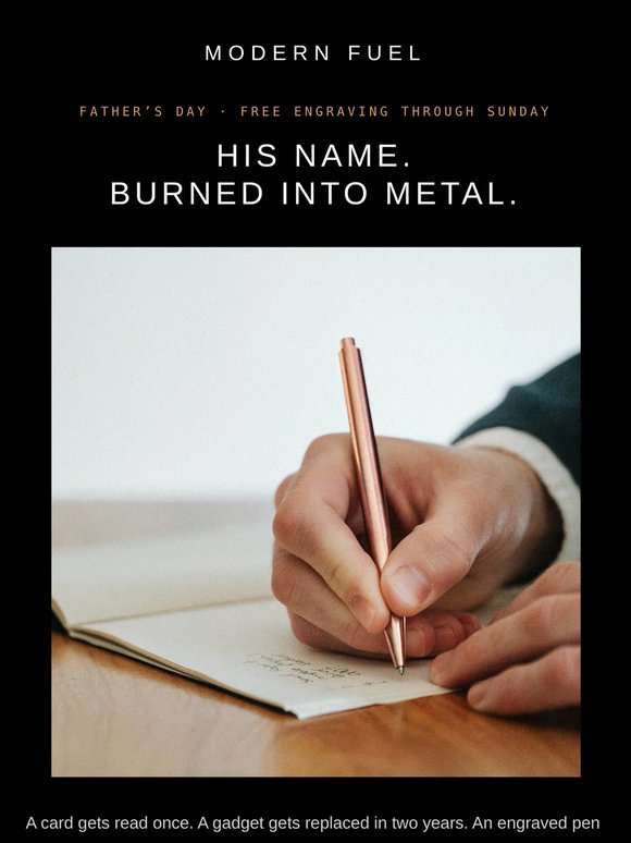 His name. Burned into metal.