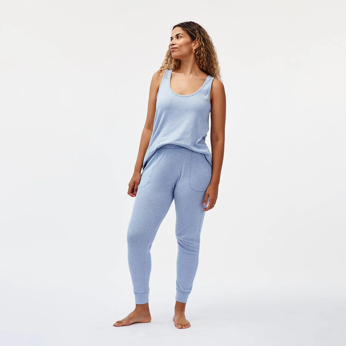 Organic Tapered Jogger - Light Blue