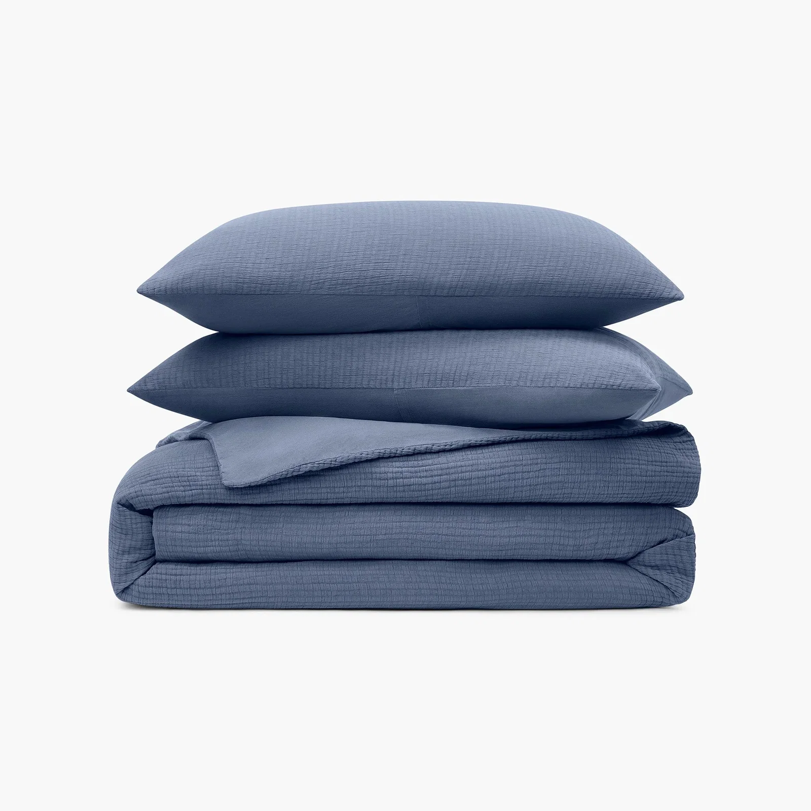 Organic Crinkle Matelasse Duvet Set - Ocean