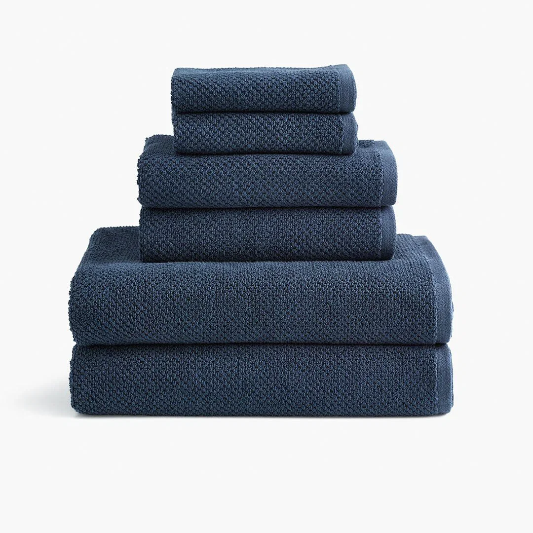 Textured Organic Towel - Navy