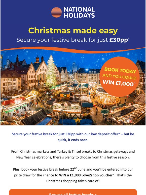 LOW deposits on festive favourites