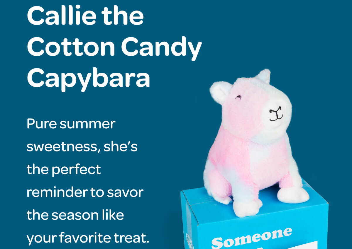 Callie the Cotton Candy Capybara Pure summer sweetness, she’s the perfect reminder to savor the season like your favorite treat.