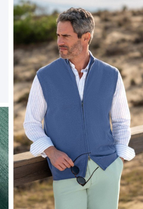 Men's House of Bruar Merino Zip Waistcoat