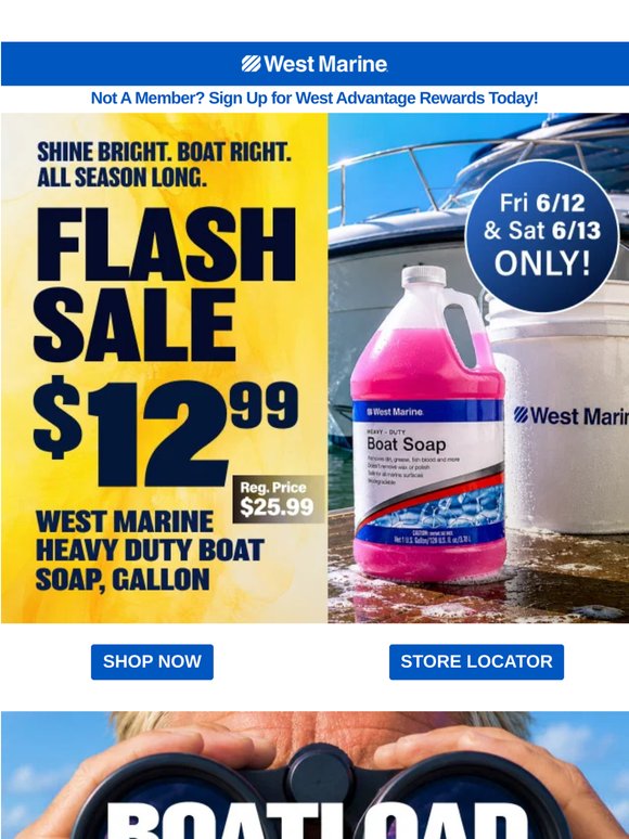 FLASH SALE: $12.99 West Marine Heavy-Duty Boat Soap, Gallon