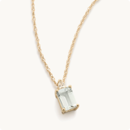Emerald-Cut Aquamarine & Pear-Shaped Lab Grown Diamond Pendant in 10k Yellow Gold