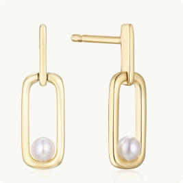 Freshwater Pearl Drop Earrings in 10k Yellow Gold