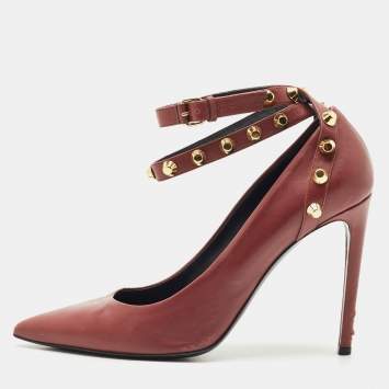 Burgundy Leather Studded Point