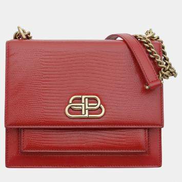 Red Lizard Embossed Leather Sm
