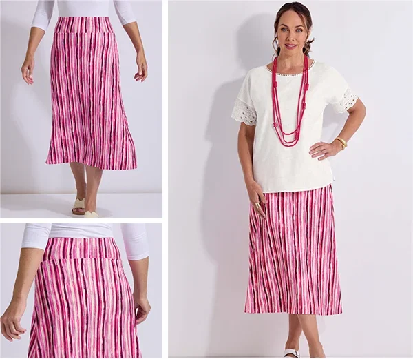 Vibrant Pink Lined Jersey Skirt