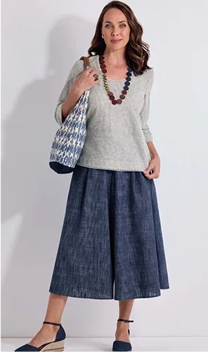 Linen-blend Stripe Top