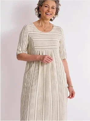 Linen-blend Round-neck Dress