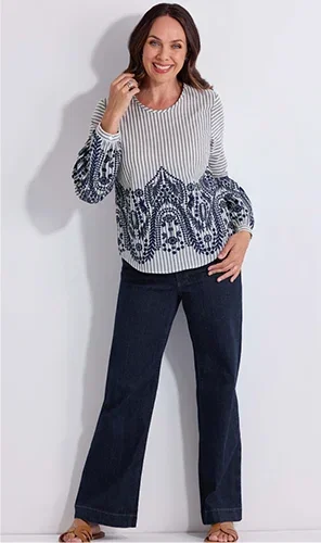 Embroidered Jacquard Blouse