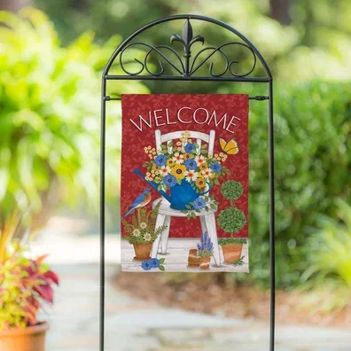 Floral Chair Suede Garden Flag